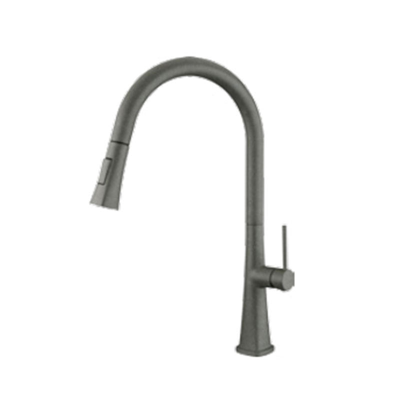 Contemporary One Handle Kitchen Faucet Pull Down 1-Hold Bar Faucet with Pull Out Sprayer Black Gray Clearhalo 'Home Improvement' 'home_improvement' 'home_improvement_kitchen_faucets' 'Kitchen Faucets' 'Kitchen Remodel & Kitchen Fixtures' 'Kitchen Sinks & Faucet Components' 'kitchen_faucets' 6167287