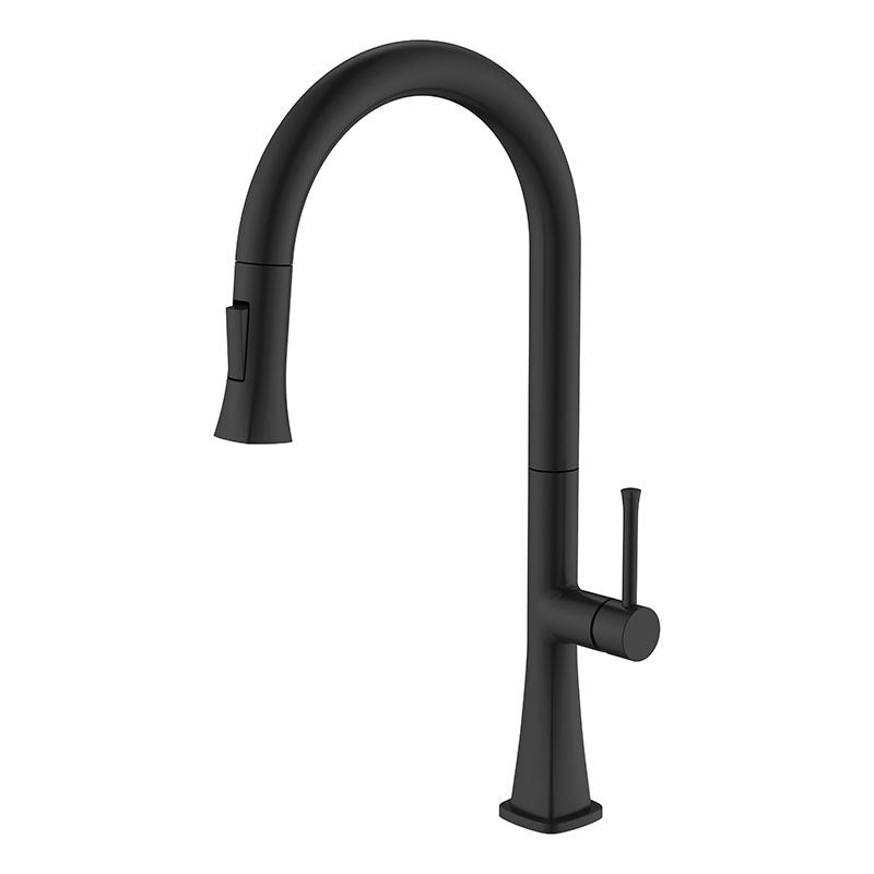 Contemporary One Handle Kitchen Faucet Pull Down 1-Hold Bar Faucet with Pull Out Sprayer Black Clearhalo 'Home Improvement' 'home_improvement' 'home_improvement_kitchen_faucets' 'Kitchen Faucets' 'Kitchen Remodel & Kitchen Fixtures' 'Kitchen Sinks & Faucet Components' 'kitchen_faucets' 6167288