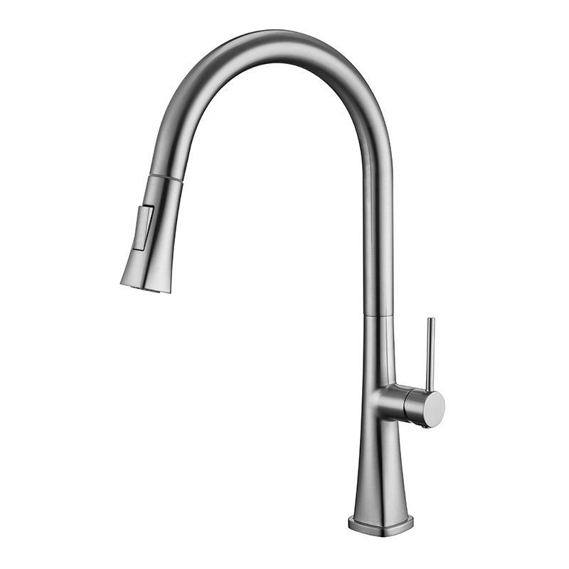 Contemporary One Handle Kitchen Faucet Pull Down 1-Hold Bar Faucet with Pull Out Sprayer Grey Clearhalo 'Home Improvement' 'home_improvement' 'home_improvement_kitchen_faucets' 'Kitchen Faucets' 'Kitchen Remodel & Kitchen Fixtures' 'Kitchen Sinks & Faucet Components' 'kitchen_faucets' 6167290