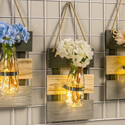 Nordic Flower Accent String Light for Tea Shop Clear Glass Jar Wall Lamp in Pink/White/Yellow White Clearhalo 'Wall Lamps & Sconces' 'Wall Lights' Lighting' 616730