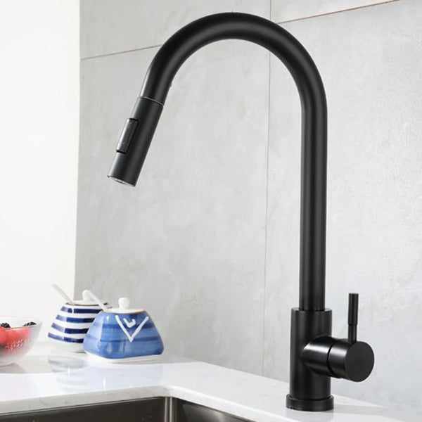 Modern Pull down Sprayer Water Filler One Handle High Arch Kitchen Faucet Black Clearhalo 'Home Improvement' 'home_improvement' 'home_improvement_kitchen_faucets' 'Kitchen Faucets' 'Kitchen Remodel & Kitchen Fixtures' 'Kitchen Sinks & Faucet Components' 'kitchen_faucets' 6167304