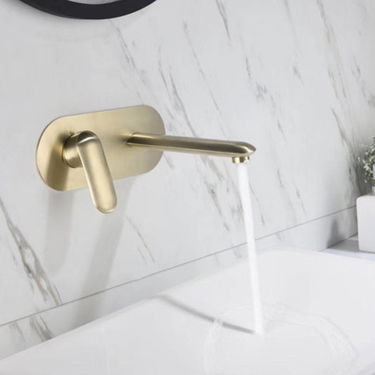 One Hole Faucet One Lever Handle Wall Mounted Bathroom Faucet Clearhalo 'Bathroom Remodel & Bathroom Fixtures' 'Bathroom Sink Faucets' 'Bathroom Sinks & Faucet Components' 'bathroom_sink_faucets' 'Home Improvement' 'home_improvement' 'home_improvement_bathroom_sink_faucets' 6167459