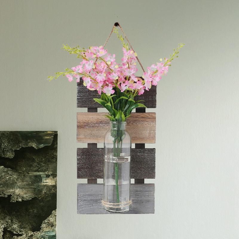 Pink/Pink-Yellow Flower Wall Sconce for Cafe Clear Glass Bottle String Light in Contemporary Style Clearhalo 'Wall Lamps & Sconces' 'Wall Lights' Lighting' 616752