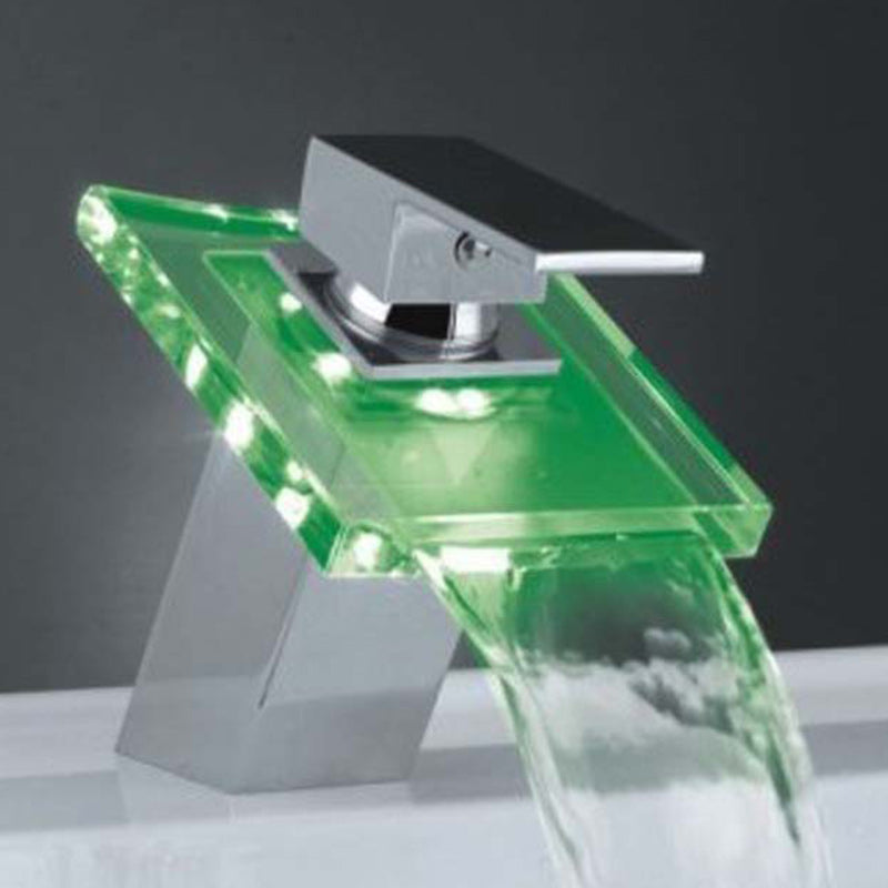 1-Handle Lavatory Faucet 1-Hole Copper Vessel Sink Faucet with LED Lighting Clearhalo 'Bathroom Remodel & Bathroom Fixtures' 'Bathroom Sink Faucets' 'Bathroom Sinks & Faucet Components' 'bathroom_sink_faucets' 'Home Improvement' 'home_improvement' 'home_improvement_bathroom_sink_faucets' 6167871