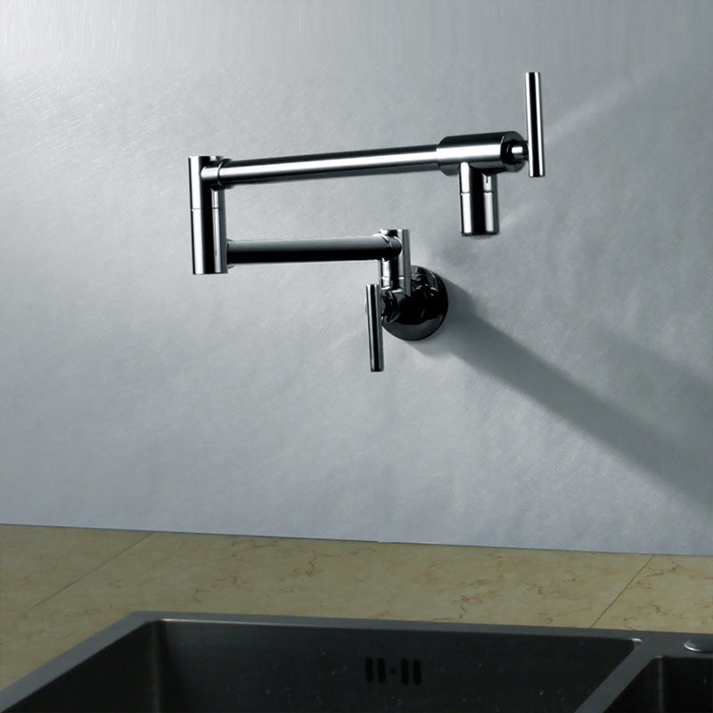 1-Handle Vanity Sink Faucet 1-Hole Foldable Wall Mounted Bathroom Faucet Clearhalo 'Bathroom Remodel & Bathroom Fixtures' 'Bathroom Sink Faucets' 'Bathroom Sinks & Faucet Components' 'bathroom_sink_faucets' 'Home Improvement' 'home_improvement' 'home_improvement_bathroom_sink_faucets' 6167876