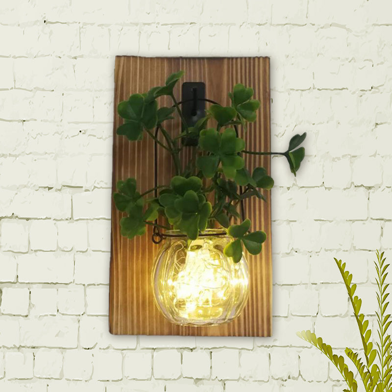 Flower/Plant Accent Wall String Light Rustic Clear Glass Shade Twinkle Light for Tea Shop Clearhalo 'Wall Lamps & Sconces' 'Wall Lights' Lighting' 616808