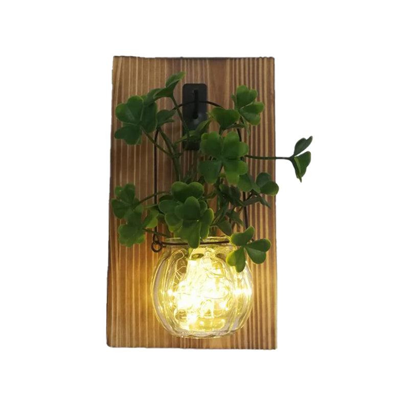 Flower/Plant Accent Wall String Light Rustic Clear Glass Shade Twinkle Light for Tea Shop Clearhalo 'Wall Lamps & Sconces' 'Wall Lights' Lighting' 616809