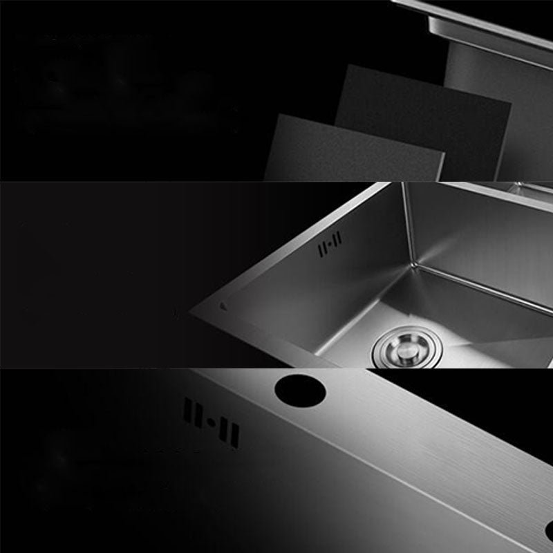 Contemporary Style Kitchen Sink Stainless Steel Kitchen Sink with Drain Strainer Kit Clearhalo 'Home Improvement' 'home_improvement' 'home_improvement_kitchen_sinks' 'Kitchen Remodel & Kitchen Fixtures' 'Kitchen Sinks & Faucet Components' 'Kitchen Sinks' 'kitchen_sinks' 6168114