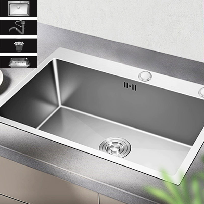 Contemporary Style Kitchen Sink Stainless Steel Kitchen Sink with Drain Strainer Kit 31"L x 18"W x 8"H Sink Only None Clearhalo 'Home Improvement' 'home_improvement' 'home_improvement_kitchen_sinks' 'Kitchen Remodel & Kitchen Fixtures' 'Kitchen Sinks & Faucet Components' 'Kitchen Sinks' 'kitchen_sinks' 6168121
