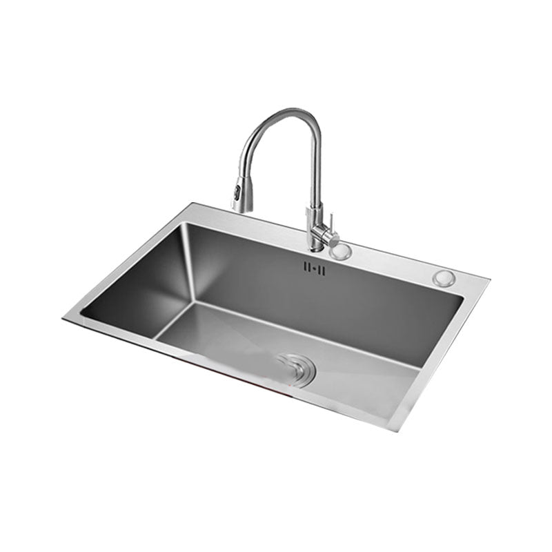 Contemporary Style Kitchen Sink Stainless Steel Kitchen Sink with Drain Strainer Kit Clearhalo 'Home Improvement' 'home_improvement' 'home_improvement_kitchen_sinks' 'Kitchen Remodel & Kitchen Fixtures' 'Kitchen Sinks & Faucet Components' 'Kitchen Sinks' 'kitchen_sinks' 6168125