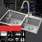 Contemporary Style Kitchen Sink Stainless Steel Kitchen Sink with Drain Strainer Kit 31"L x 17"W x 8"H Sink with Faucet Pull Out Faucet Clearhalo 'Home Improvement' 'home_improvement' 'home_improvement_kitchen_sinks' 'Kitchen Remodel & Kitchen Fixtures' 'Kitchen Sinks & Faucet Components' 'Kitchen Sinks' 'kitchen_sinks' 6168127