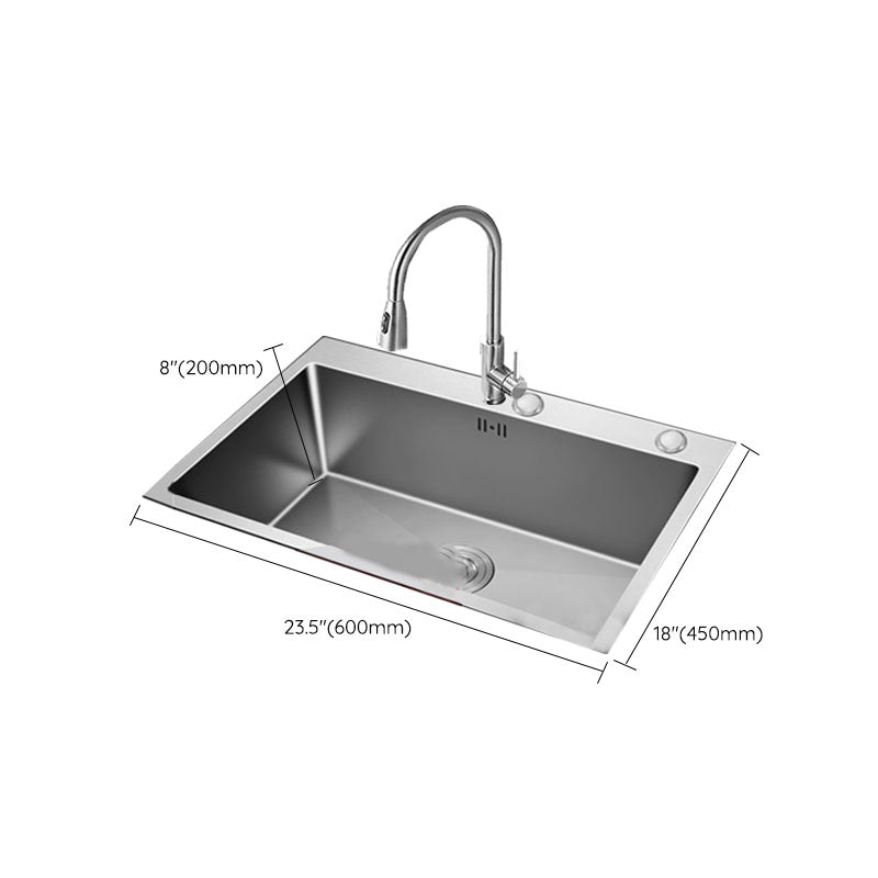Contemporary Style Kitchen Sink Stainless Steel Kitchen Sink with Drain Strainer Kit Clearhalo 'Home Improvement' 'home_improvement' 'home_improvement_kitchen_sinks' 'Kitchen Remodel & Kitchen Fixtures' 'Kitchen Sinks & Faucet Components' 'Kitchen Sinks' 'kitchen_sinks' 6168133