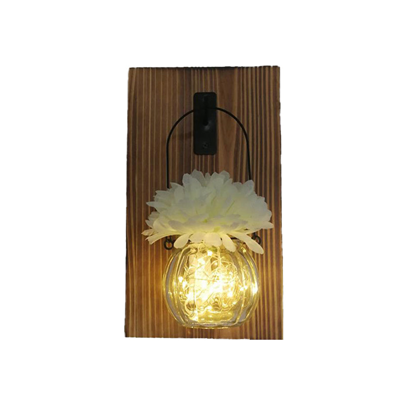 Flower/Plant Accent Wall String Light Rustic Clear Glass Shade Twinkle Light for Tea Shop Clearhalo 'Wall Lamps & Sconces' 'Wall Lights' Lighting' 616814