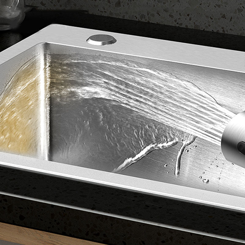 Classic Style Kitchen Sink Stainless Steel 3 Holes Kitchen Sink with Drain Strainer Kit Clearhalo 'Home Improvement' 'home_improvement' 'home_improvement_kitchen_sinks' 'Kitchen Remodel & Kitchen Fixtures' 'Kitchen Sinks & Faucet Components' 'Kitchen Sinks' 'kitchen_sinks' 6168148