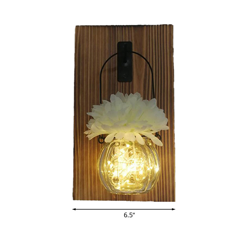 Flower/Plant Accent Wall String Light Rustic Clear Glass Shade Twinkle Light for Tea Shop Clearhalo 'Wall Lamps & Sconces' 'Wall Lights' Lighting' 616815