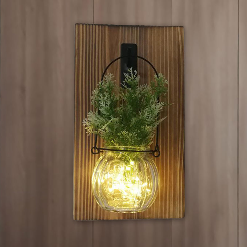 Flower/Plant Accent Wall String Light Rustic Clear Glass Shade Twinkle Light for Tea Shop White B Clearhalo 'Wall Lamps & Sconces' 'Wall Lights' Lighting' 616816