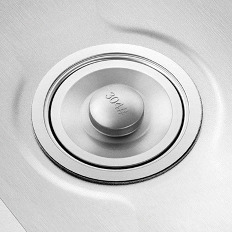 Classic Style Kitchen Sink Stainless Steel 3 Holes Kitchen Sink with Drain Strainer Kit Clearhalo 'Home Improvement' 'home_improvement' 'home_improvement_kitchen_sinks' 'Kitchen Remodel & Kitchen Fixtures' 'Kitchen Sinks & Faucet Components' 'Kitchen Sinks' 'kitchen_sinks' 6168163