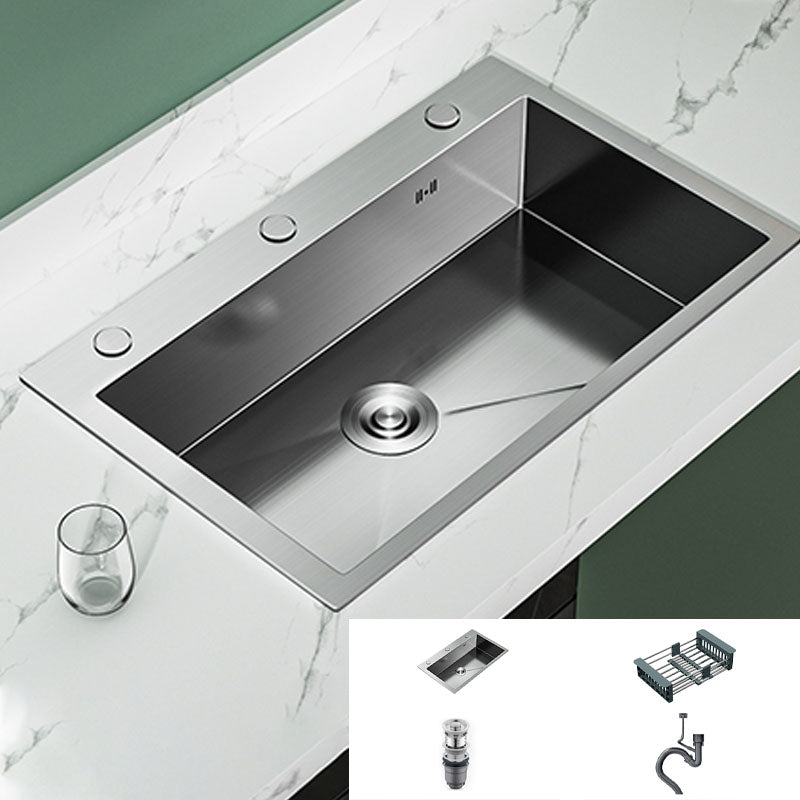Classic Style Kitchen Sink Stainless Steel 3 Holes Kitchen Sink with Drain Strainer Kit Sink Only None Clearhalo 'Home Improvement' 'home_improvement' 'home_improvement_kitchen_sinks' 'Kitchen Remodel & Kitchen Fixtures' 'Kitchen Sinks & Faucet Components' 'Kitchen Sinks' 'kitchen_sinks' 6168169