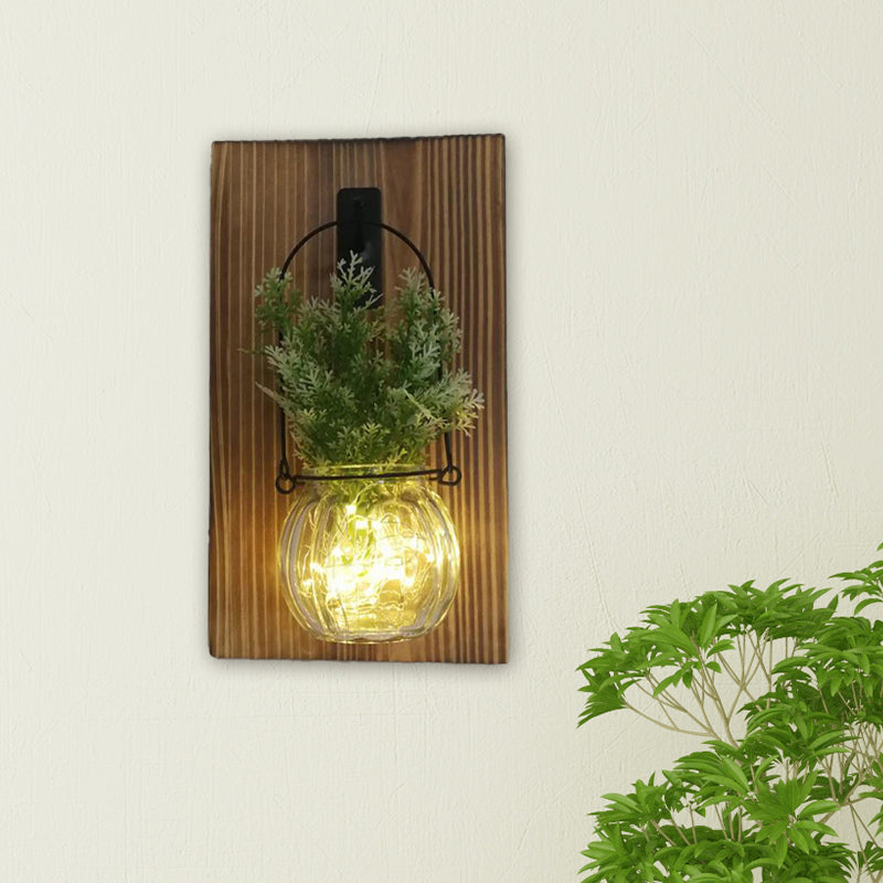 Flower/Plant Accent Wall String Light Rustic Clear Glass Shade Twinkle Light for Tea Shop Clearhalo 'Wall Lamps & Sconces' 'Wall Lights' Lighting' 616817