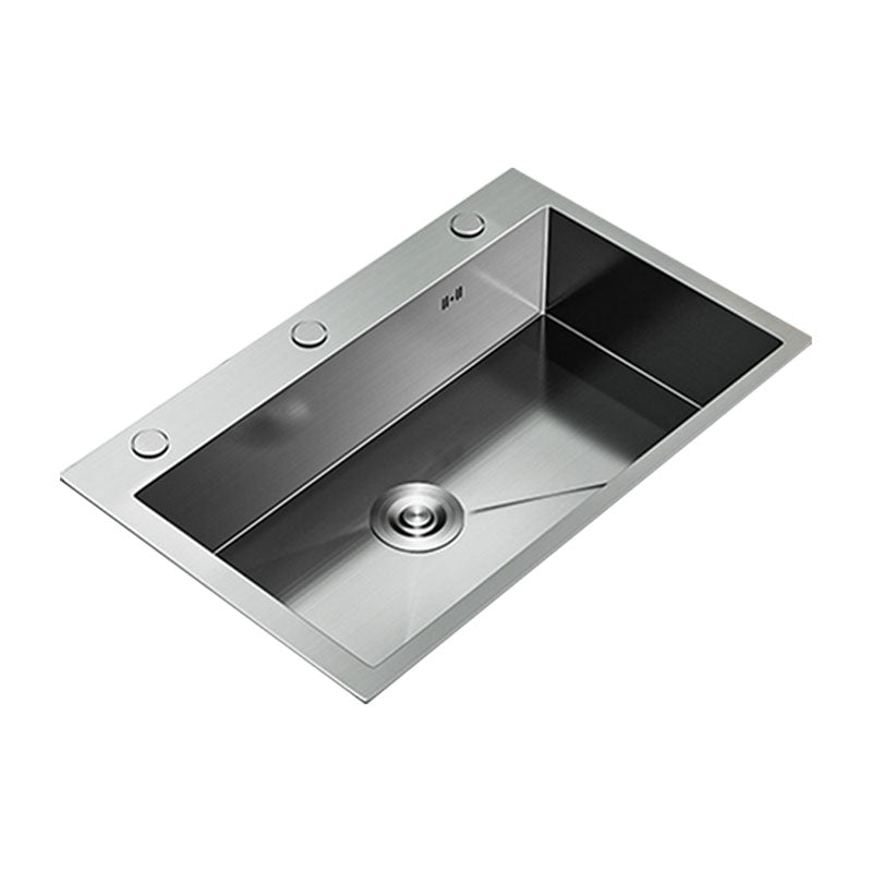 Classic Style Kitchen Sink Stainless Steel 3 Holes Kitchen Sink with Drain Strainer Kit Clearhalo 'Home Improvement' 'home_improvement' 'home_improvement_kitchen_sinks' 'Kitchen Remodel & Kitchen Fixtures' 'Kitchen Sinks & Faucet Components' 'Kitchen Sinks' 'kitchen_sinks' 6168171