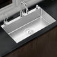 Classic Style Kitchen Sink Stainless Steel 3 Holes Kitchen Sink with Drain Strainer Kit Clearhalo 'Home Improvement' 'home_improvement' 'home_improvement_kitchen_sinks' 'Kitchen Remodel & Kitchen Fixtures' 'Kitchen Sinks & Faucet Components' 'Kitchen Sinks' 'kitchen_sinks' 6168177