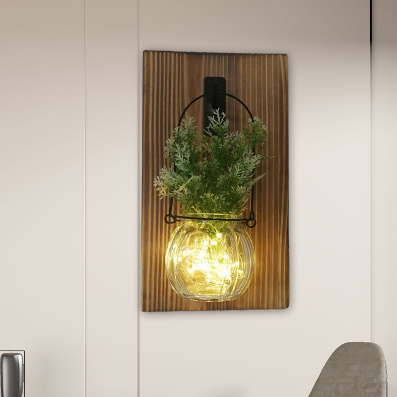 Flower/Plant Accent Wall String Light Rustic Clear Glass Shade Twinkle Light for Tea Shop Clearhalo 'Wall Lamps & Sconces' 'Wall Lights' Lighting' 616818