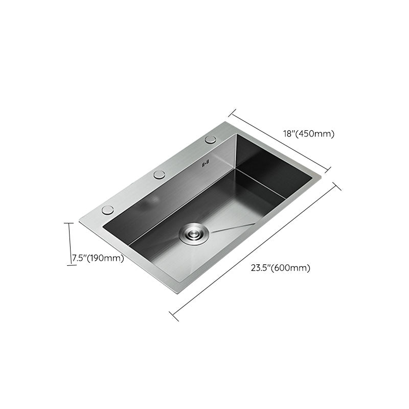 Classic Style Kitchen Sink Stainless Steel 3 Holes Kitchen Sink with Drain Strainer Kit Clearhalo 'Home Improvement' 'home_improvement' 'home_improvement_kitchen_sinks' 'Kitchen Remodel & Kitchen Fixtures' 'Kitchen Sinks & Faucet Components' 'Kitchen Sinks' 'kitchen_sinks' 6168180