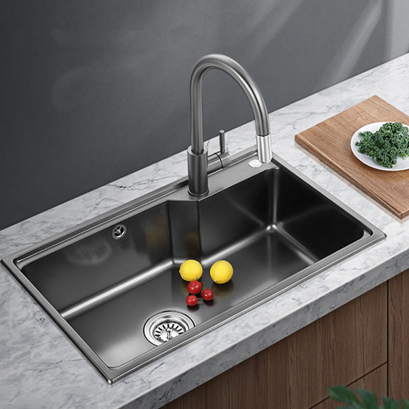 Contemporary Style Kitchen Sink Stainless Steel 2 Holes Drop-In Kitchen Sink Clearhalo 'Home Improvement' 'home_improvement' 'home_improvement_kitchen_sinks' 'Kitchen Remodel & Kitchen Fixtures' 'Kitchen Sinks & Faucet Components' 'Kitchen Sinks' 'kitchen_sinks' 6168185