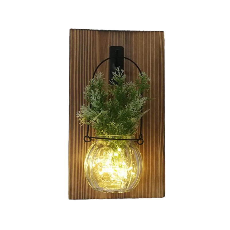 Flower/Plant Accent Wall String Light Rustic Clear Glass Shade Twinkle Light for Tea Shop Clearhalo 'Wall Lamps & Sconces' 'Wall Lights' Lighting' 616819