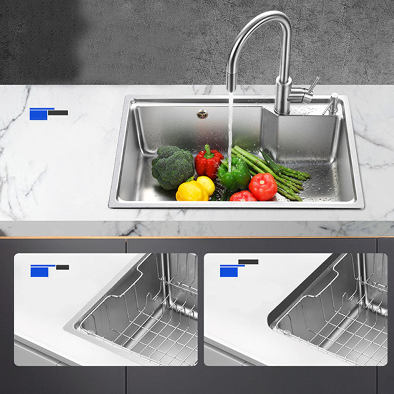 Contemporary Style Kitchen Sink Stainless Steel 2 Holes Drop-In Kitchen Sink Clearhalo 'Home Improvement' 'home_improvement' 'home_improvement_kitchen_sinks' 'Kitchen Remodel & Kitchen Fixtures' 'Kitchen Sinks & Faucet Components' 'Kitchen Sinks' 'kitchen_sinks' 6168192