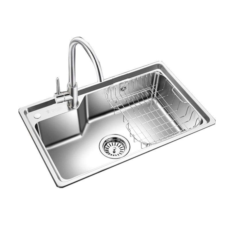 Contemporary Style Kitchen Sink Stainless Steel 2 Holes Drop-In Kitchen Sink Clearhalo 'Home Improvement' 'home_improvement' 'home_improvement_kitchen_sinks' 'Kitchen Remodel & Kitchen Fixtures' 'Kitchen Sinks & Faucet Components' 'Kitchen Sinks' 'kitchen_sinks' 6168194