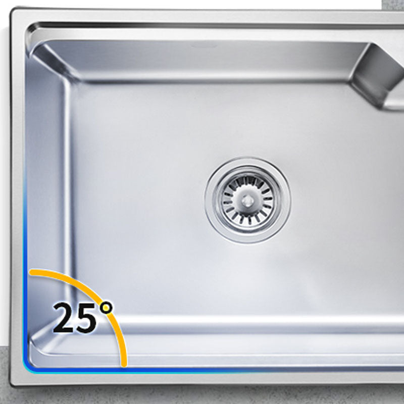 Contemporary Style Kitchen Sink Stainless Steel 2 Holes Drop-In Kitchen Sink Clearhalo 'Home Improvement' 'home_improvement' 'home_improvement_kitchen_sinks' 'Kitchen Remodel & Kitchen Fixtures' 'Kitchen Sinks & Faucet Components' 'Kitchen Sinks' 'kitchen_sinks' 6168199