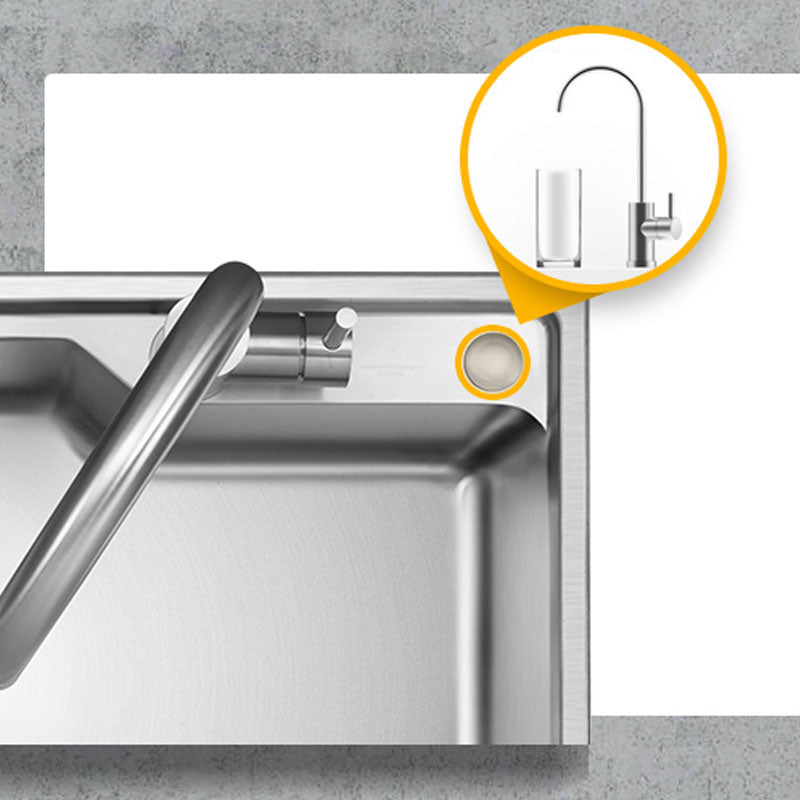 Contemporary Style Kitchen Sink Stainless Steel 2 Holes Drop-In Kitchen Sink Clearhalo 'Home Improvement' 'home_improvement' 'home_improvement_kitchen_sinks' 'Kitchen Remodel & Kitchen Fixtures' 'Kitchen Sinks & Faucet Components' 'Kitchen Sinks' 'kitchen_sinks' 6168200