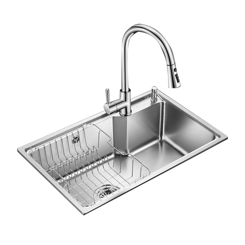 Contemporary Style Kitchen Sink Stainless Steel 2 Holes Drop-In Kitchen Sink Clearhalo 'Home Improvement' 'home_improvement' 'home_improvement_kitchen_sinks' 'Kitchen Remodel & Kitchen Fixtures' 'Kitchen Sinks & Faucet Components' 'Kitchen Sinks' 'kitchen_sinks' 6168208
