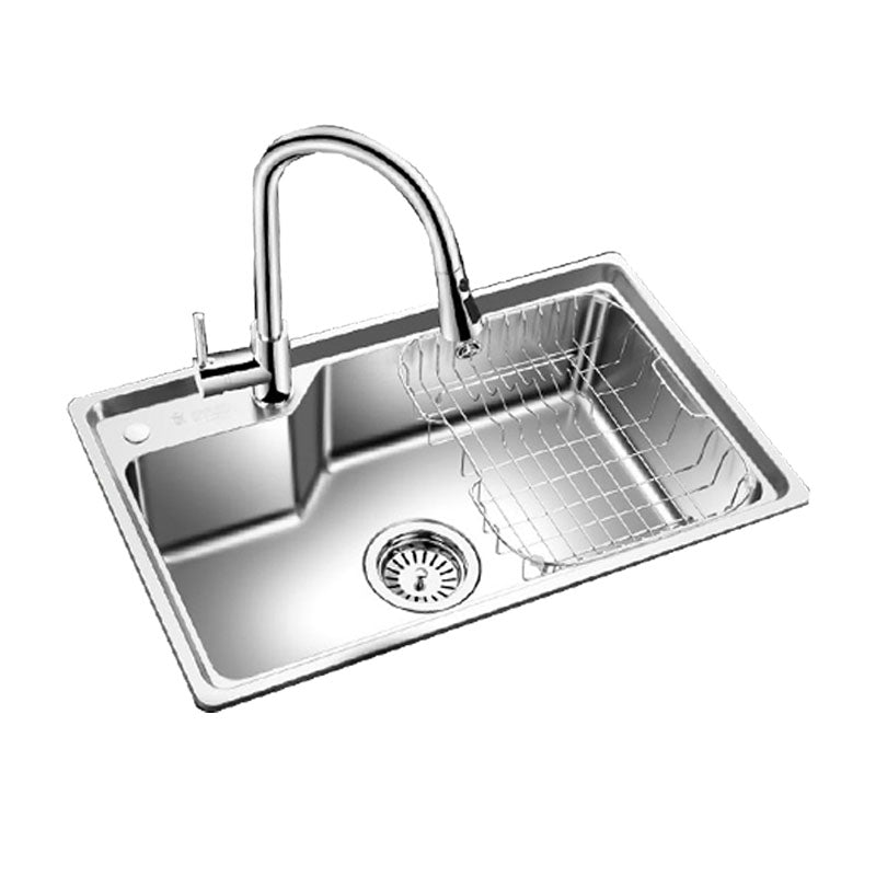 Contemporary Style Kitchen Sink Stainless Steel 2 Holes Drop-In Kitchen Sink Clearhalo 'Home Improvement' 'home_improvement' 'home_improvement_kitchen_sinks' 'Kitchen Remodel & Kitchen Fixtures' 'Kitchen Sinks & Faucet Components' 'Kitchen Sinks' 'kitchen_sinks' 6168209
