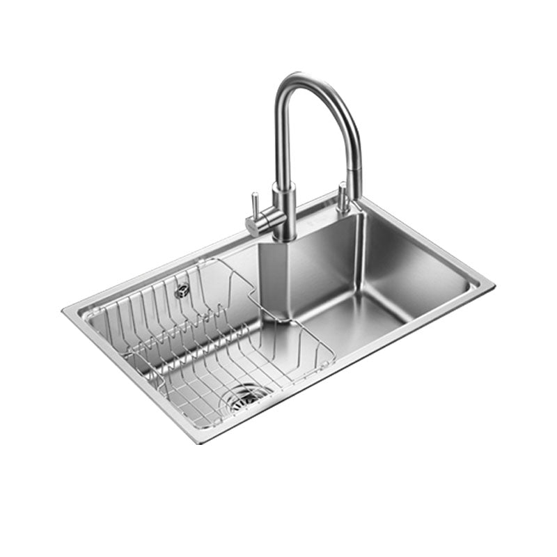 Contemporary Style Kitchen Sink Stainless Steel 2 Holes Drop-In Kitchen Sink Clearhalo 'Home Improvement' 'home_improvement' 'home_improvement_kitchen_sinks' 'Kitchen Remodel & Kitchen Fixtures' 'Kitchen Sinks & Faucet Components' 'Kitchen Sinks' 'kitchen_sinks' 6168210