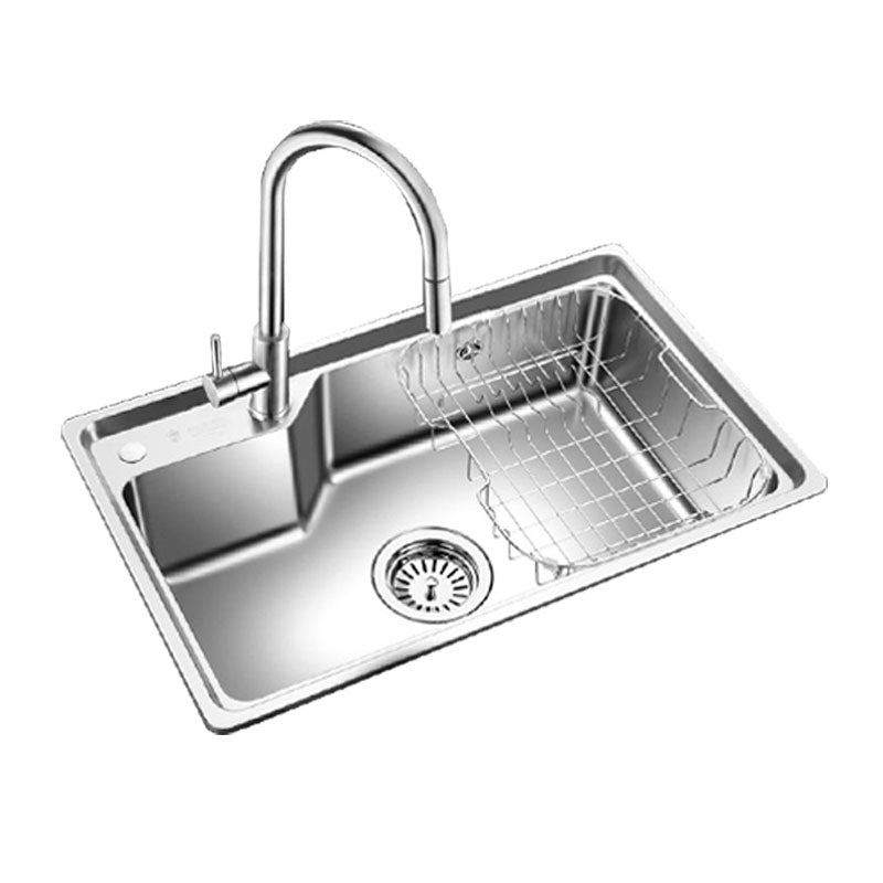 Contemporary Style Kitchen Sink Stainless Steel 2 Holes Drop-In Kitchen Sink Clearhalo 'Home Improvement' 'home_improvement' 'home_improvement_kitchen_sinks' 'Kitchen Remodel & Kitchen Fixtures' 'Kitchen Sinks & Faucet Components' 'Kitchen Sinks' 'kitchen_sinks' 6168211