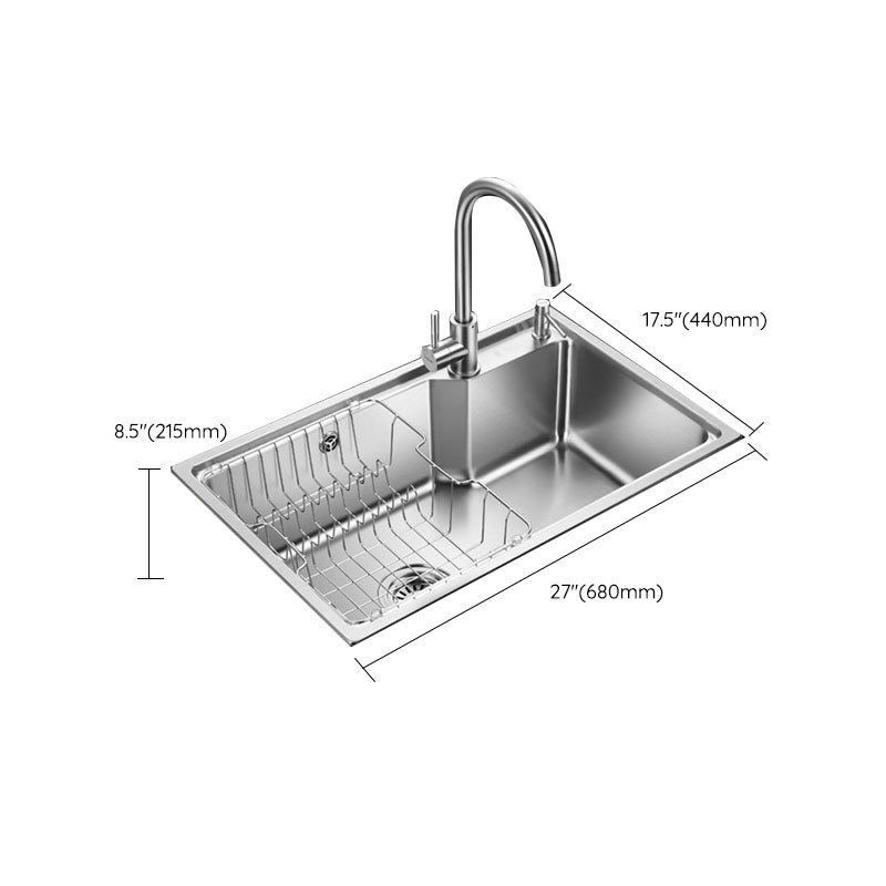 Contemporary Style Kitchen Sink Stainless Steel 2 Holes Drop-In Kitchen Sink Clearhalo 'Home Improvement' 'home_improvement' 'home_improvement_kitchen_sinks' 'Kitchen Remodel & Kitchen Fixtures' 'Kitchen Sinks & Faucet Components' 'Kitchen Sinks' 'kitchen_sinks' 6168213
