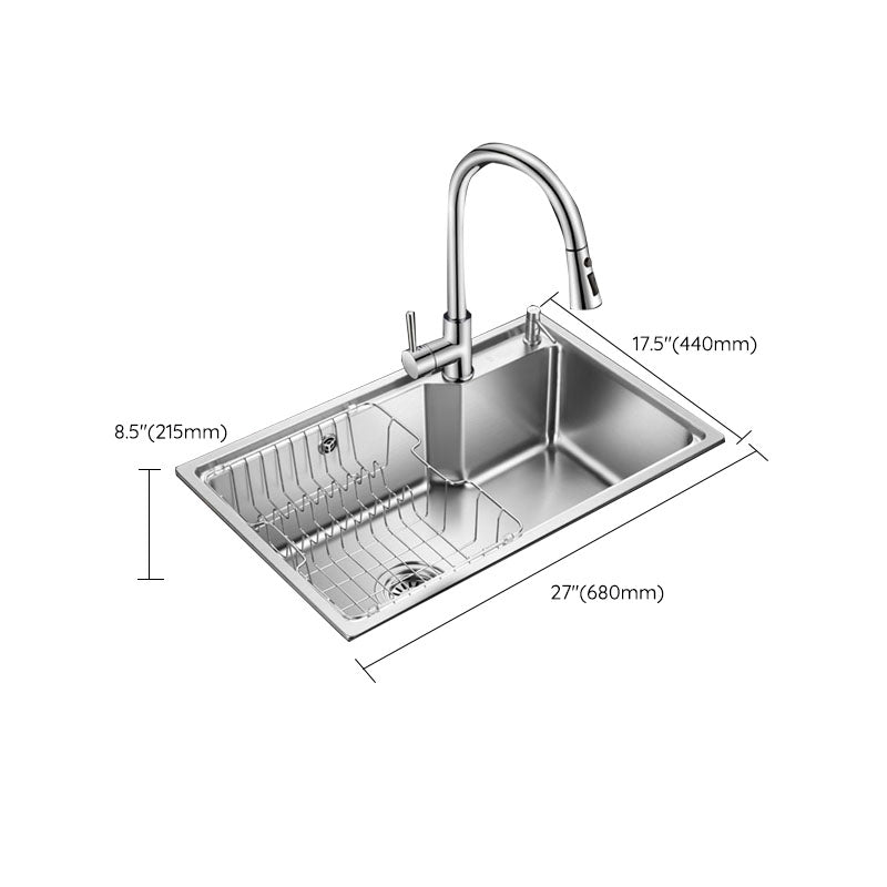 Contemporary Style Kitchen Sink Stainless Steel 2 Holes Drop-In Kitchen Sink Clearhalo 'Home Improvement' 'home_improvement' 'home_improvement_kitchen_sinks' 'Kitchen Remodel & Kitchen Fixtures' 'Kitchen Sinks & Faucet Components' 'Kitchen Sinks' 'kitchen_sinks' 6168215