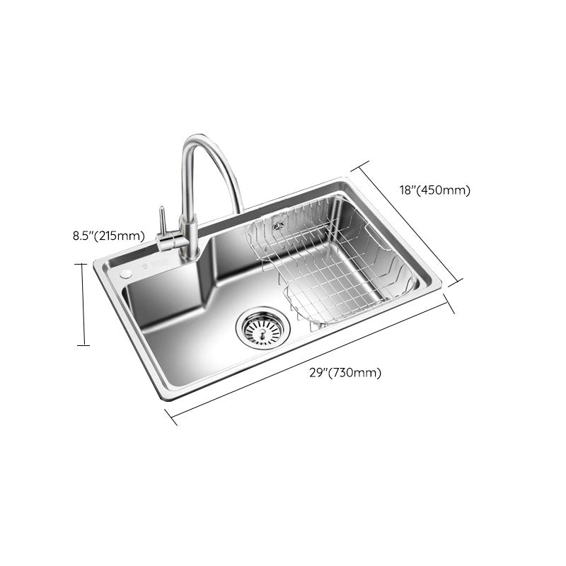 Contemporary Style Kitchen Sink Stainless Steel 2 Holes Drop-In Kitchen Sink Clearhalo 'Home Improvement' 'home_improvement' 'home_improvement_kitchen_sinks' 'Kitchen Remodel & Kitchen Fixtures' 'Kitchen Sinks & Faucet Components' 'Kitchen Sinks' 'kitchen_sinks' 6168216