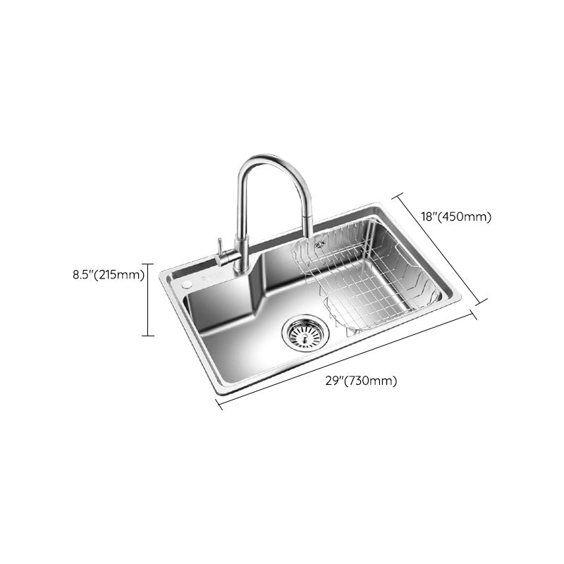 Contemporary Style Kitchen Sink Stainless Steel 2 Holes Drop-In Kitchen Sink Clearhalo 'Home Improvement' 'home_improvement' 'home_improvement_kitchen_sinks' 'Kitchen Remodel & Kitchen Fixtures' 'Kitchen Sinks & Faucet Components' 'Kitchen Sinks' 'kitchen_sinks' 6168217