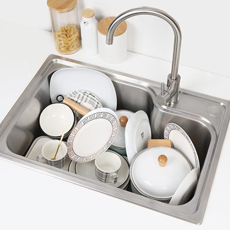 Modern Kitchen Sink Stainless Steel with Basket Strainer and Drain Assembly Sink Only Clearhalo 'Home Improvement' 'home_improvement' 'home_improvement_kitchen_sinks' 'Kitchen Remodel & Kitchen Fixtures' 'Kitchen Sinks & Faucet Components' 'Kitchen Sinks' 'kitchen_sinks' 6168220