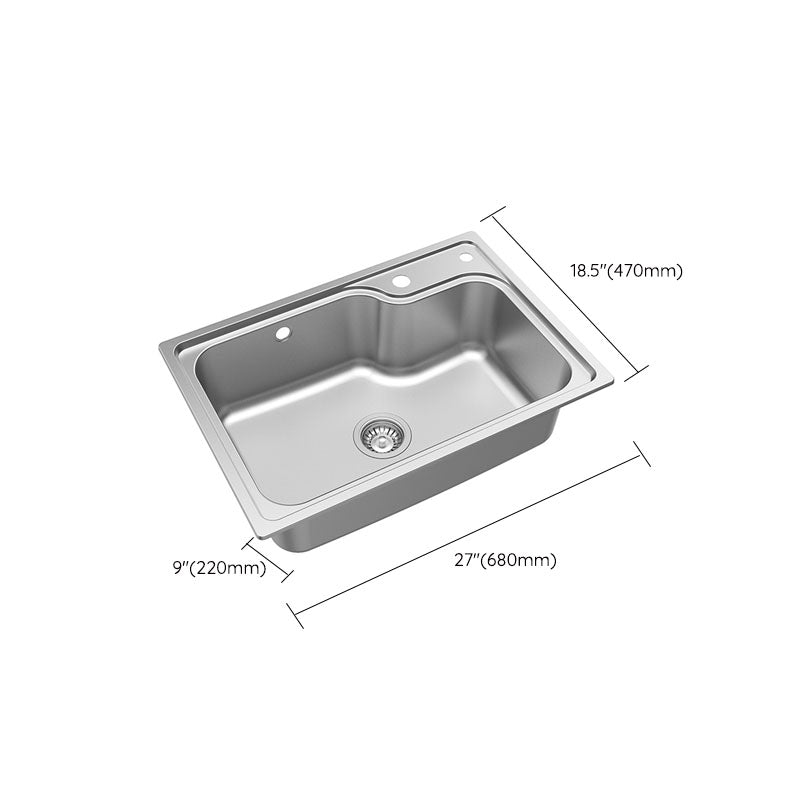 Modern Kitchen Sink Stainless Steel with Basket Strainer and Drain Assembly Sink Only Clearhalo 'Home Improvement' 'home_improvement' 'home_improvement_kitchen_sinks' 'Kitchen Remodel & Kitchen Fixtures' 'Kitchen Sinks & Faucet Components' 'Kitchen Sinks' 'kitchen_sinks' 6168231