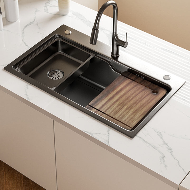 Contemporary Style Kitchen Sink Stainless Steel 3 Holes Drop-In Kitchen Sink Clearhalo 'Home Improvement' 'home_improvement' 'home_improvement_kitchen_sinks' 'Kitchen Remodel & Kitchen Fixtures' 'Kitchen Sinks & Faucet Components' 'Kitchen Sinks' 'kitchen_sinks' 6168427
