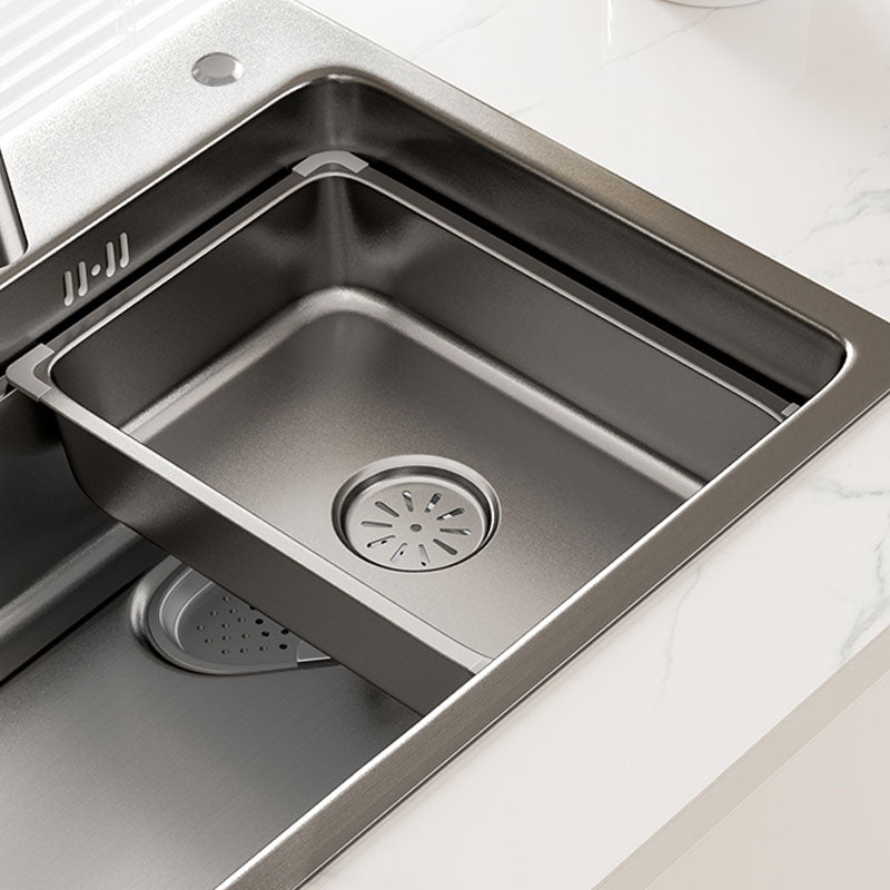 Contemporary Style Kitchen Sink Stainless Steel 3 Holes Drop-In Kitchen Sink Clearhalo 'Home Improvement' 'home_improvement' 'home_improvement_kitchen_sinks' 'Kitchen Remodel & Kitchen Fixtures' 'Kitchen Sinks & Faucet Components' 'Kitchen Sinks' 'kitchen_sinks' 6168431
