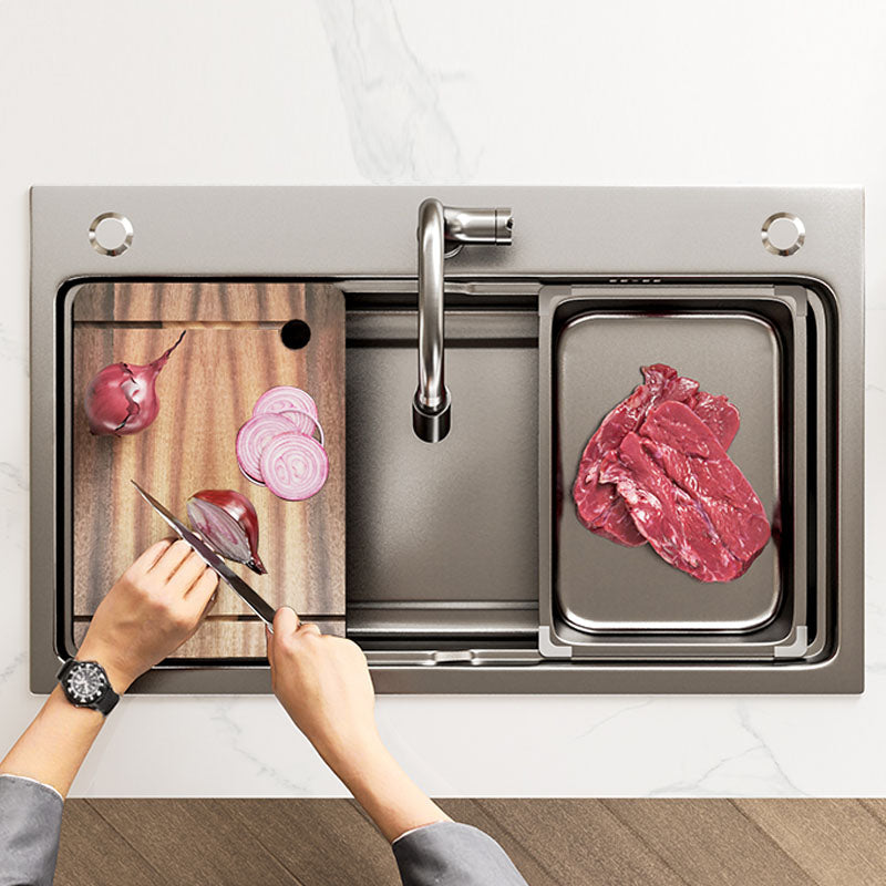 Contemporary Style Kitchen Sink Stainless Steel 3 Holes Drop-In Kitchen Sink Clearhalo 'Home Improvement' 'home_improvement' 'home_improvement_kitchen_sinks' 'Kitchen Remodel & Kitchen Fixtures' 'Kitchen Sinks & Faucet Components' 'Kitchen Sinks' 'kitchen_sinks' 6168432