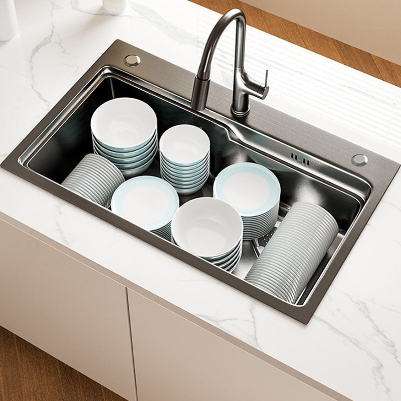 Contemporary Style Kitchen Sink Stainless Steel 3 Holes Drop-In Kitchen Sink Clearhalo 'Home Improvement' 'home_improvement' 'home_improvement_kitchen_sinks' 'Kitchen Remodel & Kitchen Fixtures' 'Kitchen Sinks & Faucet Components' 'Kitchen Sinks' 'kitchen_sinks' 6168434