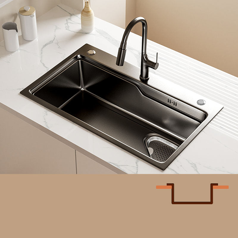 Contemporary Style Kitchen Sink Stainless Steel 3 Holes Drop-In Kitchen Sink Clearhalo 'Home Improvement' 'home_improvement' 'home_improvement_kitchen_sinks' 'Kitchen Remodel & Kitchen Fixtures' 'Kitchen Sinks & Faucet Components' 'Kitchen Sinks' 'kitchen_sinks' 6168440