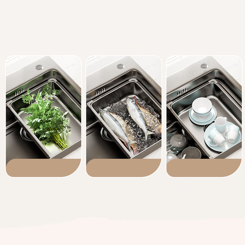 Contemporary Style Kitchen Sink Stainless Steel 3 Holes Drop-In Kitchen Sink Clearhalo 'Home Improvement' 'home_improvement' 'home_improvement_kitchen_sinks' 'Kitchen Remodel & Kitchen Fixtures' 'Kitchen Sinks & Faucet Components' 'Kitchen Sinks' 'kitchen_sinks' 6168451