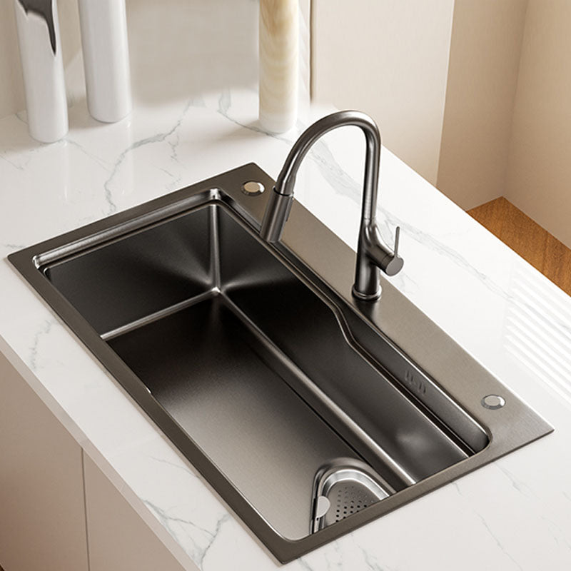 Contemporary Style Kitchen Sink Stainless Steel 3 Holes Drop-In Kitchen Sink Clearhalo 'Home Improvement' 'home_improvement' 'home_improvement_kitchen_sinks' 'Kitchen Remodel & Kitchen Fixtures' 'Kitchen Sinks & Faucet Components' 'Kitchen Sinks' 'kitchen_sinks' 6168455